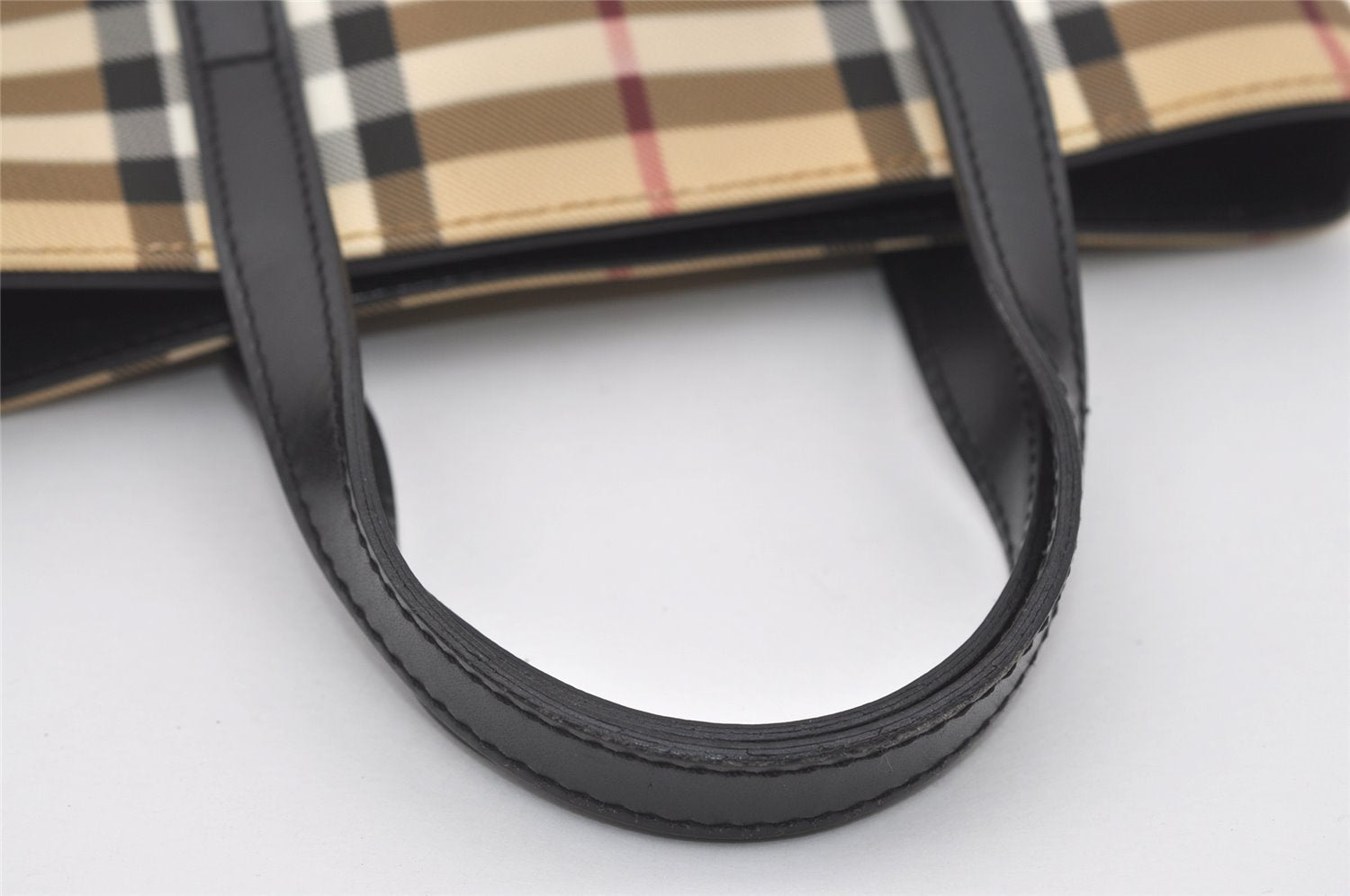 Authentic BURBERRY Nova Check PVC Leather Hand Tote Bag Purse Beige 0364J