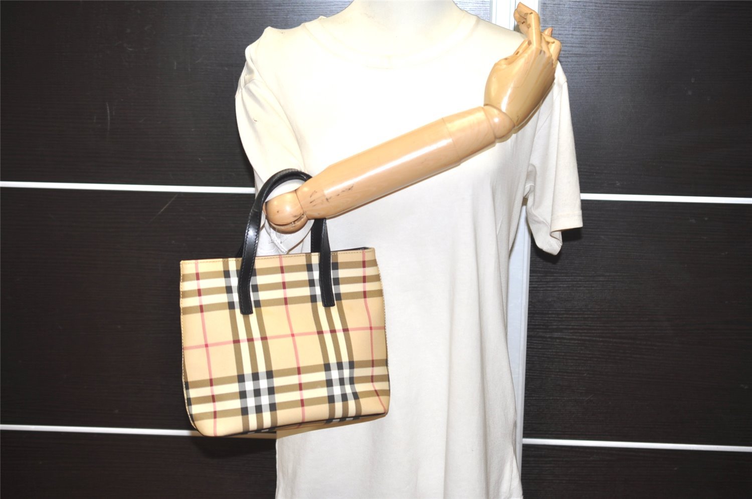 Authentic BURBERRY Nova Check PVC Leather Hand Tote Bag Purse Beige 0364J