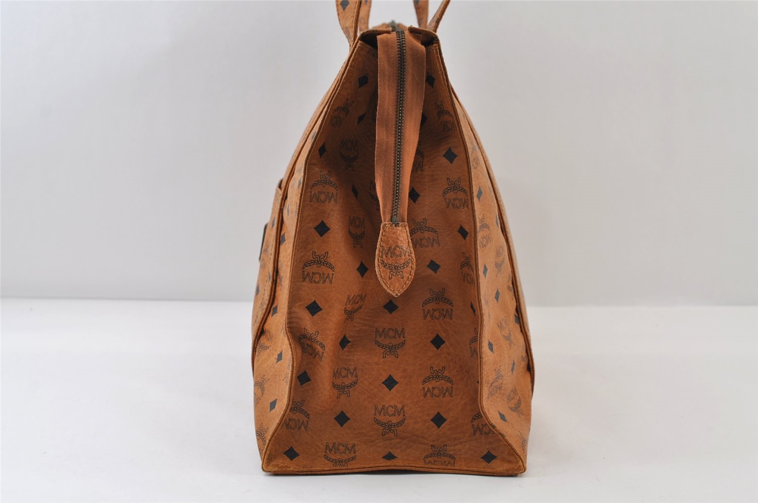 Authentic MCM Vintage Visetos Leather Shoulder Travel Bag Brown 0368J