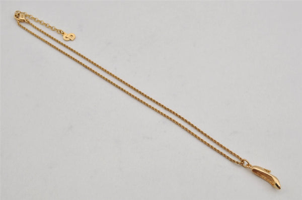 Authentic Christian Dior Gold Tone Chain Pendant Necklace CD 0369K