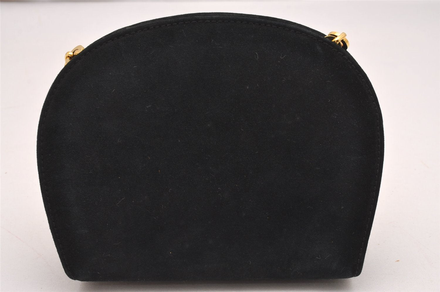 Auth Salvatore Ferragamo Gancini Suede Leather 2Way Shoulder Pouch Black 0370J