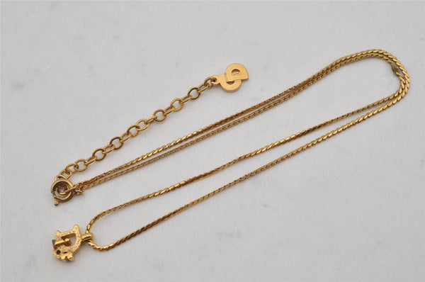 Authentic Christian Dior Gold Tone Chain Pendant Necklace CD 0370K