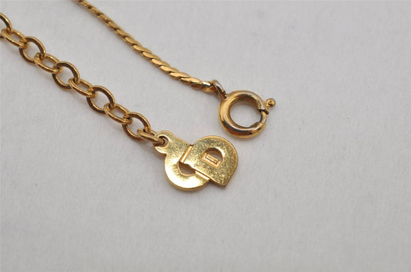 Authentic Christian Dior Gold Tone Chain Pendant Necklace CD 0370K