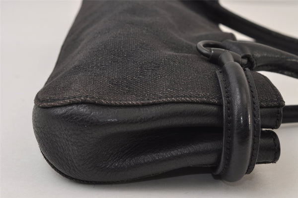 Authentic GUCCI Horsebit Shoulder Hand Bag GG Canvas Leather 101345 Black 0371J