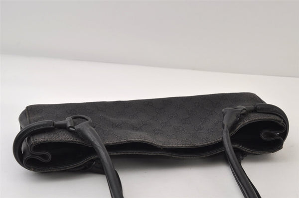 Authentic GUCCI Horsebit Shoulder Hand Bag GG Canvas Leather 101345 Black 0371J