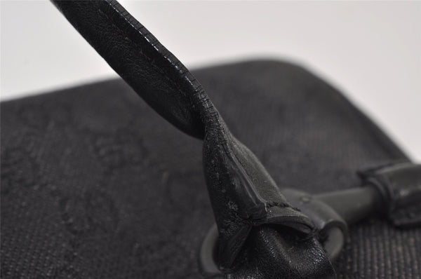 Authentic GUCCI Horsebit Shoulder Hand Bag GG Canvas Leather 101345 Black 0371J