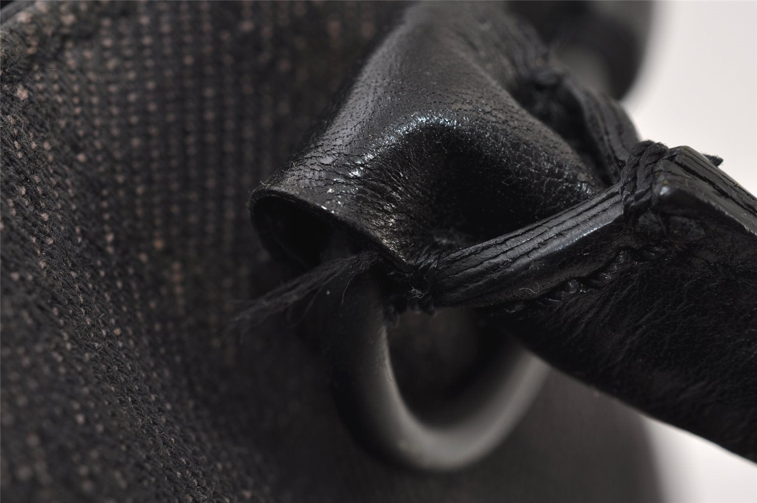 Authentic GUCCI Horsebit Shoulder Hand Bag GG Canvas Leather 101345 Black 0371J