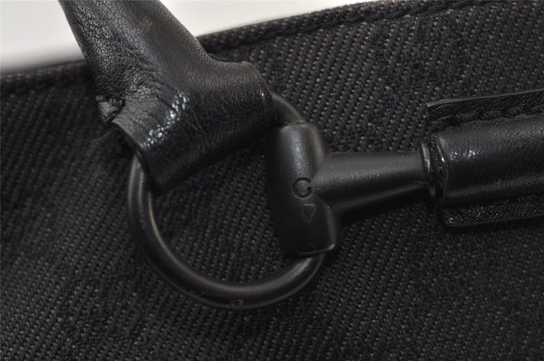 Authentic GUCCI Horsebit Shoulder Hand Bag GG Canvas Leather 101345 Black 0371J