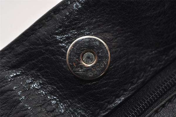 Authentic GUCCI Horsebit Shoulder Hand Bag GG Canvas Leather 101345 Black 0371J