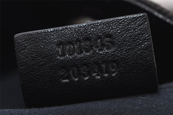 Authentic GUCCI Horsebit Shoulder Hand Bag GG Canvas Leather 101345 Black 0371J