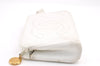 Authentic CHANEL Caviar Skin CoCo Mark Cosmetic Pouch Purse White Junk 0371K