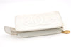 Authentic CHANEL Caviar Skin CoCo Mark Cosmetic Pouch Purse White Junk 0371K