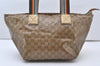 Authentic GUCCI GG Crystal Shoulder Tote Bag GG PVC Leather 131230 Gold 0372J