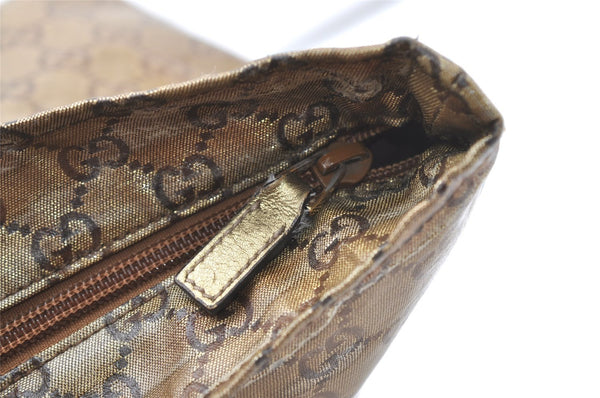 Authentic GUCCI GG Crystal Shoulder Tote Bag GG PVC Leather 131230 Gold 0372J