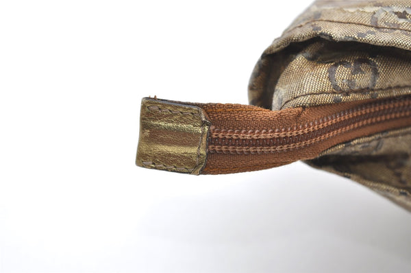 Authentic GUCCI GG Crystal Shoulder Tote Bag GG PVC Leather 131230 Gold 0372J