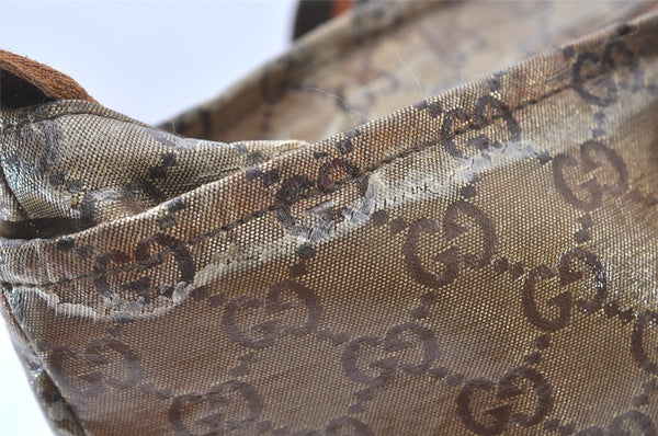 Authentic GUCCI GG Crystal Shoulder Tote Bag GG PVC Leather 131230 Gold 0372J