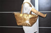 Authentic GUCCI GG Crystal Shoulder Tote Bag GG PVC Leather 131230 Gold 0372J