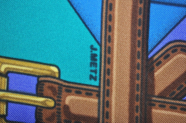 Authentic HERMES Carre 90 Scarf "Les Sangles" Silk Navy Blue 0374J