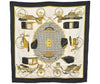 Authentic HERMES Carre 90 Scarf "LES VOITURES A TRANSFORMATION" Silk Black 0375K