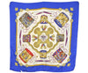 Authentic HERMES Carre 90 Scarf "LES TAMBOURS" Silk Blue 0376K