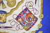 Authentic HERMES Carre 90 Scarf "LES TAMBOURS" Silk Blue 0376K