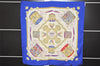 Authentic HERMES Carre 90 Scarf "LES TAMBOURS" Silk Blue 0376K