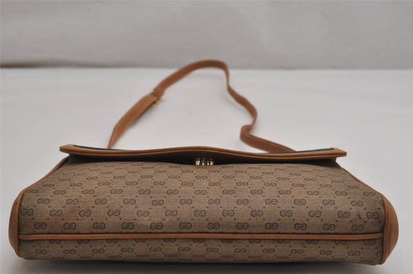 Authentic GUCCI Sherry Line Micro GG Shoulder Bag PVC Leather Brown Junk 0377K