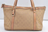 Authentic GUCCI Abbey Shoulder Tote Bag GG Canvas Leather 141470 Beige 0378K