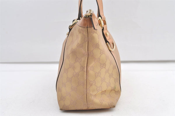 Authentic GUCCI Abbey Shoulder Tote Bag GG Canvas Leather 141470 Beige 0378K