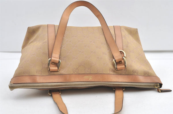 Authentic GUCCI Abbey Shoulder Tote Bag GG Canvas Leather 141470 Beige 0378K