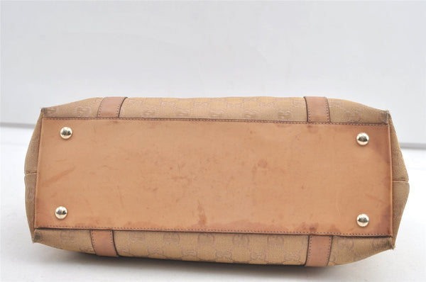 Authentic GUCCI Abbey Shoulder Tote Bag GG Canvas Leather 141470 Beige 0378K