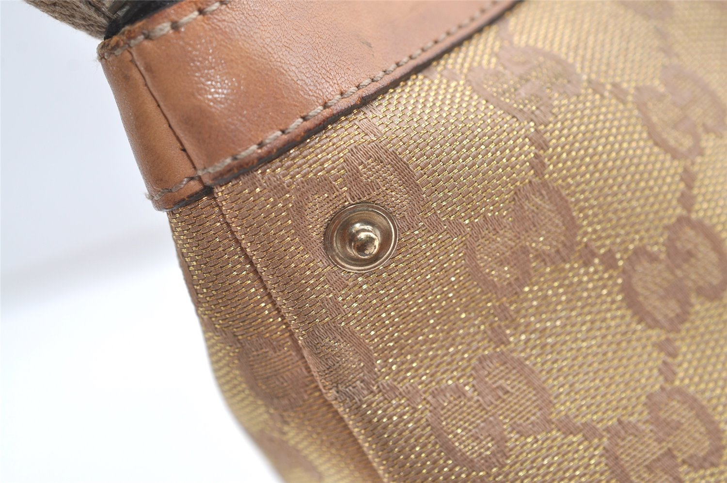 Authentic GUCCI Abbey Shoulder Tote Bag GG Canvas Leather 141470 Beige 0378K