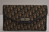 Auth Christian Dior Trotter Clutch Hand Bag Purse Canvas Leather Blue Junk 0383K