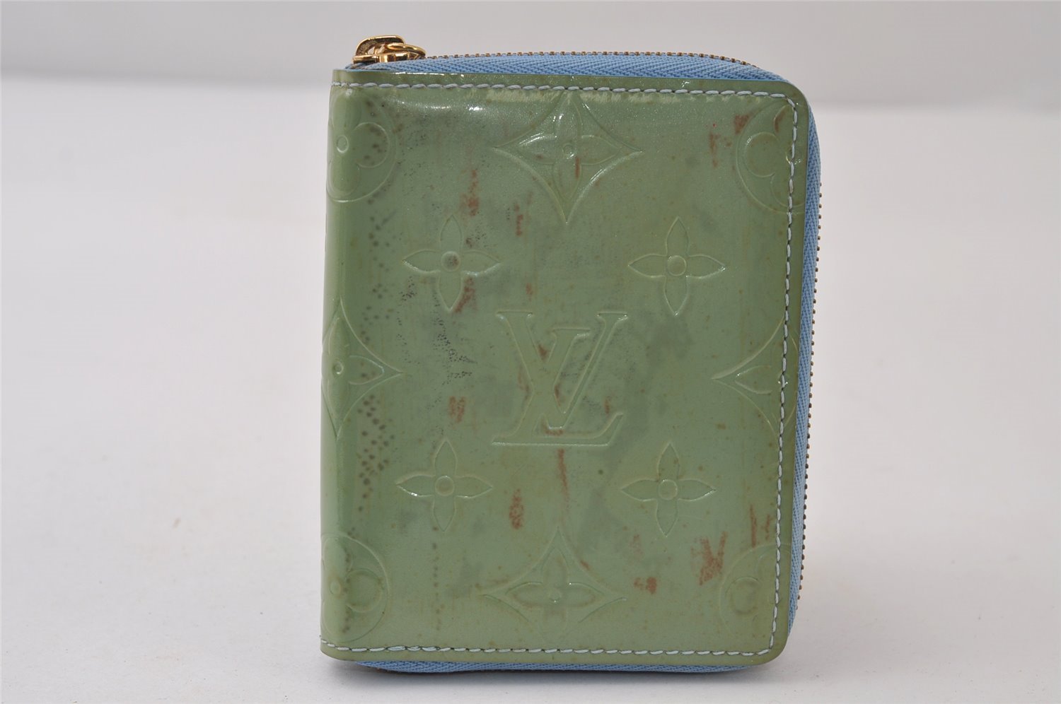 Authentic Louis Vuitton Vernis Bloom Bifold Wallet Light Green M91016 LV 0384J