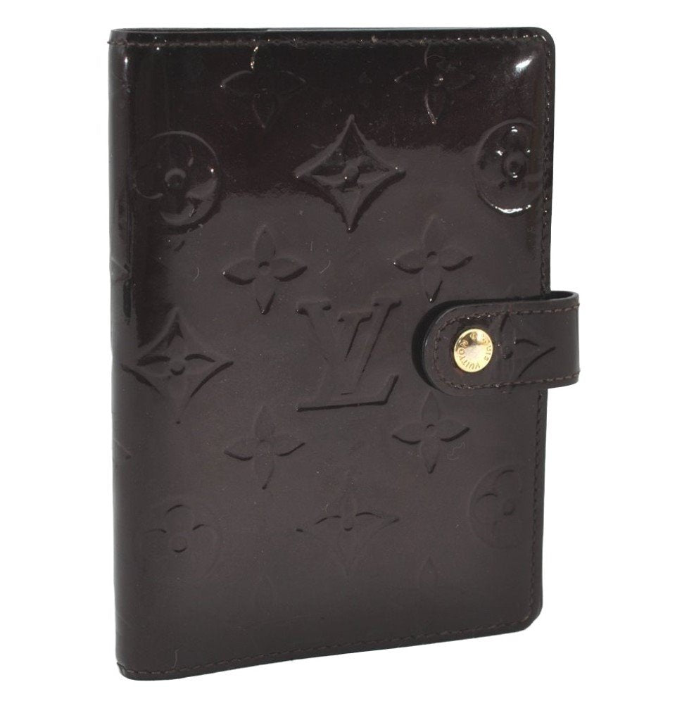 Auth Louis Vuitton Vernis Agenda PM Notebook Cover Wine Red R21072 Junk 0385J