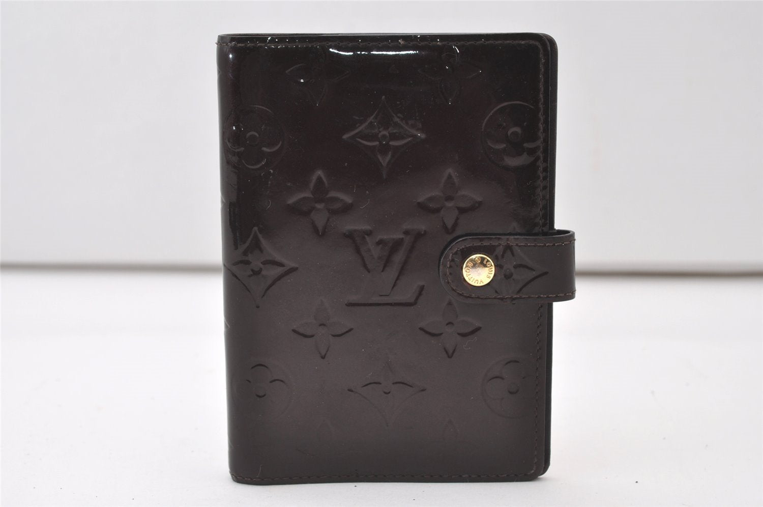 Auth Louis Vuitton Vernis Agenda PM Notebook Cover Wine Red R21072 Junk 0385J