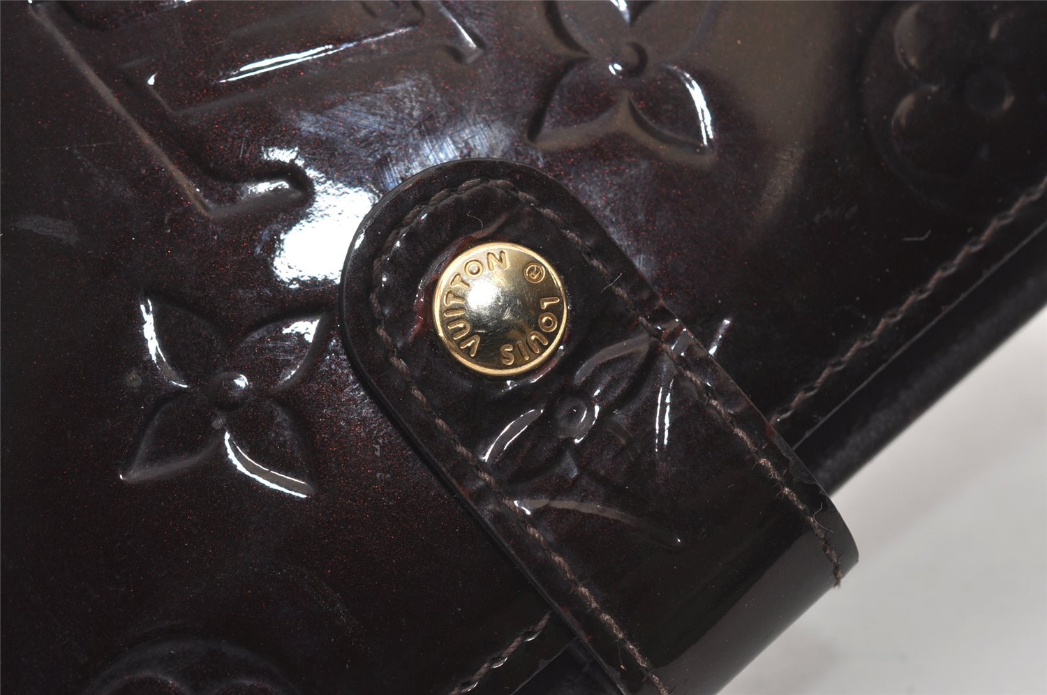 Auth Louis Vuitton Vernis Agenda PM Notebook Cover Wine Red R21072 Junk 0385J