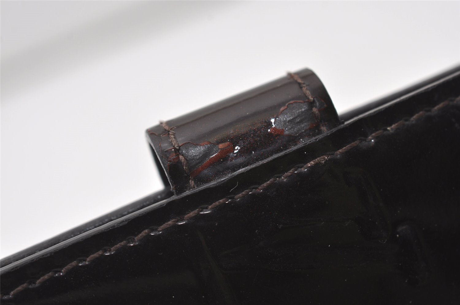 Auth Louis Vuitton Vernis Agenda PM Notebook Cover Wine Red R21072 Junk 0385J