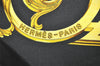 Authentic HERMES Carre 90 Scarf "LES TUILERIES" Silk Black 0385K