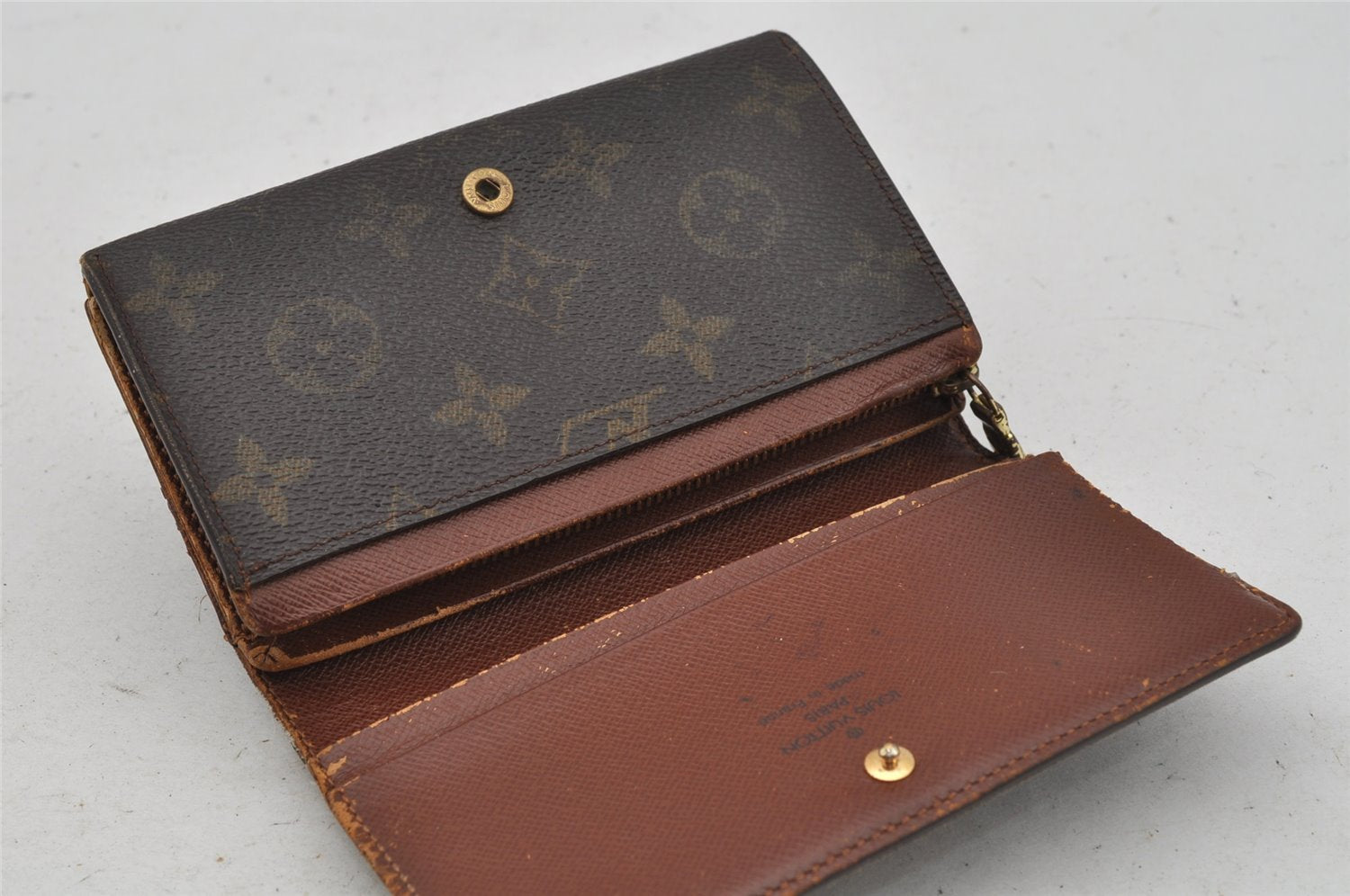 Authentic Louis Vuitton Monogram Bifold Long Wallet Purse 3Set LV 0386J