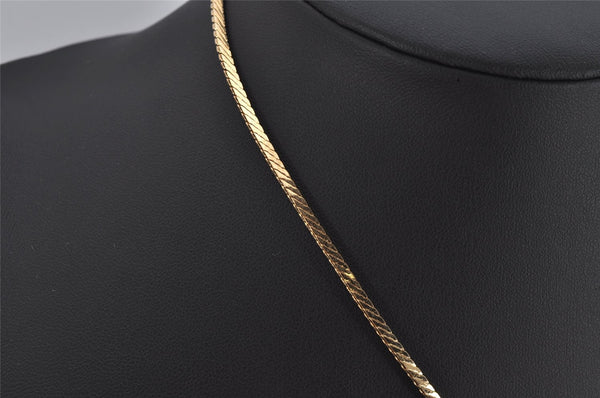 Authentic Christian Dior Vintage Gold Tone Chain Rhinestone Necklace Black 0386K