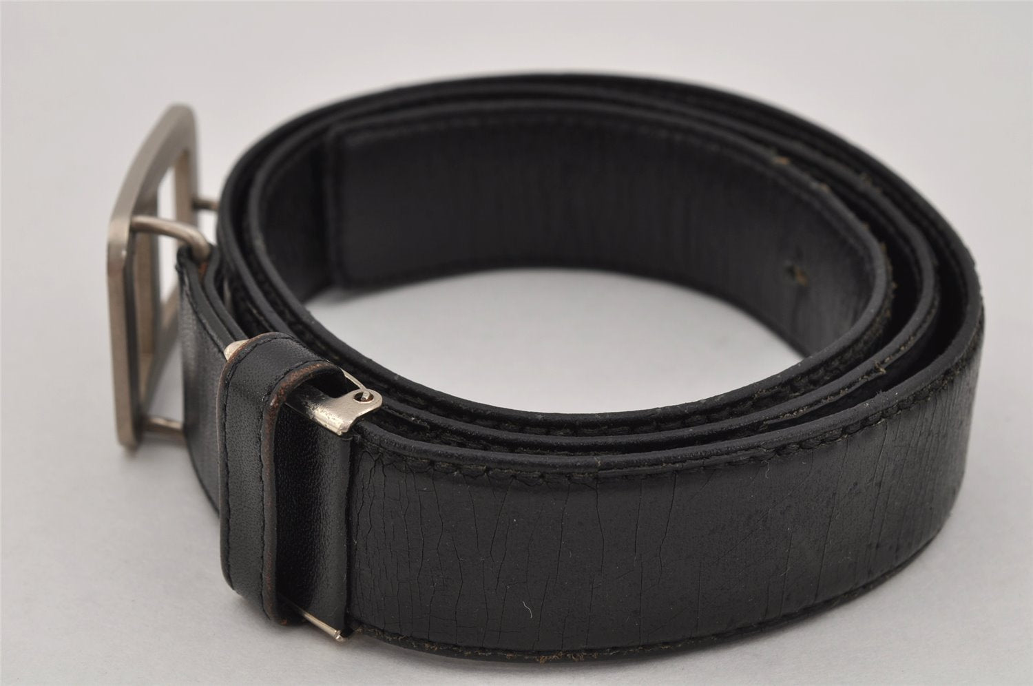 Authentic Christian Dior Belt Leather Size 82-87cm 32.3-34.3