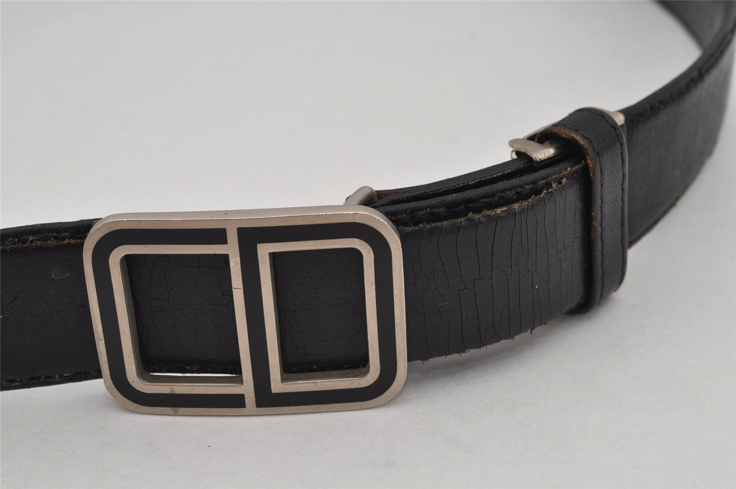 Authentic Christian Dior Belt Leather Size 82-87cm 32.3-34.3