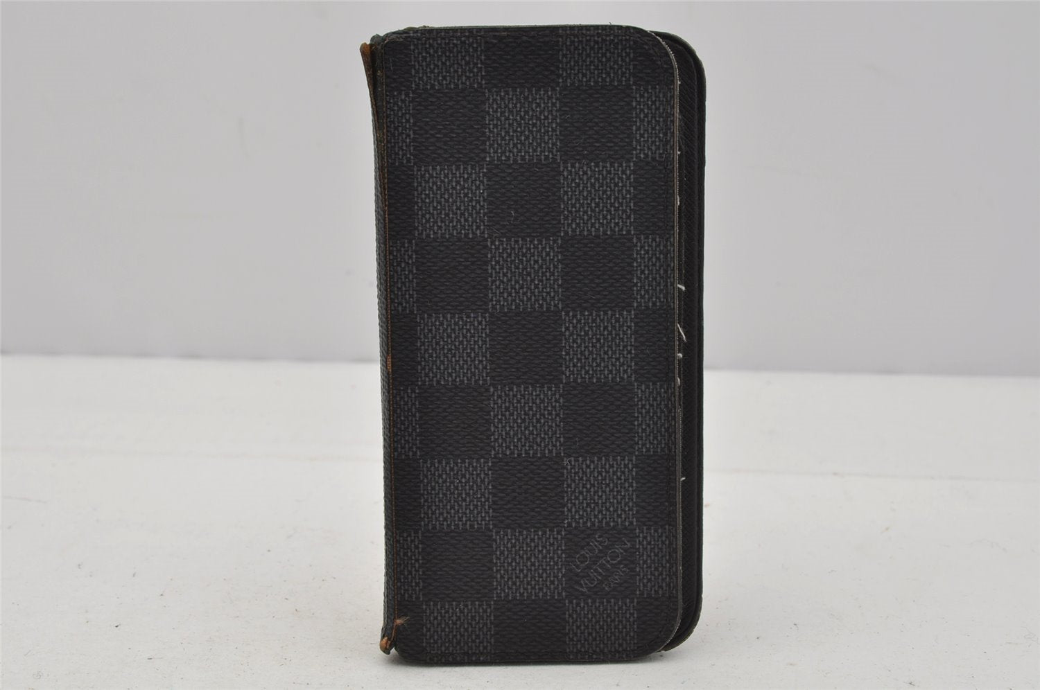 Authentic Louis Vuitton Damier Graphite Folio Iphone 6 Case N61265 Black 0388J