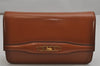 Authentic CELINE Horse Carriage Chain Shoulder Cross Bag Leather Brown 0388K