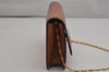 Authentic CELINE Horse Carriage Chain Shoulder Cross Bag Leather Brown 0388K