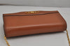 Authentic CELINE Horse Carriage Chain Shoulder Cross Bag Leather Brown 0388K