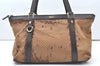 Authentic GUCCI Micro GG Nylon Leather Abbey Shoulder Tote Bag Brown 0389J