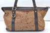 Authentic GUCCI Micro GG Nylon Leather Abbey Shoulder Tote Bag Brown 0389J