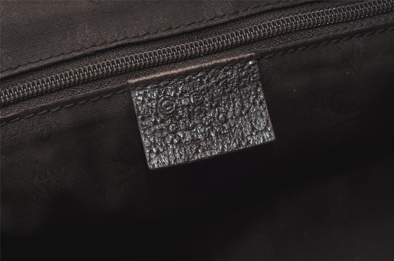 Authentic GUCCI Micro GG Nylon Leather Abbey Shoulder Tote Bag Brown 0389J